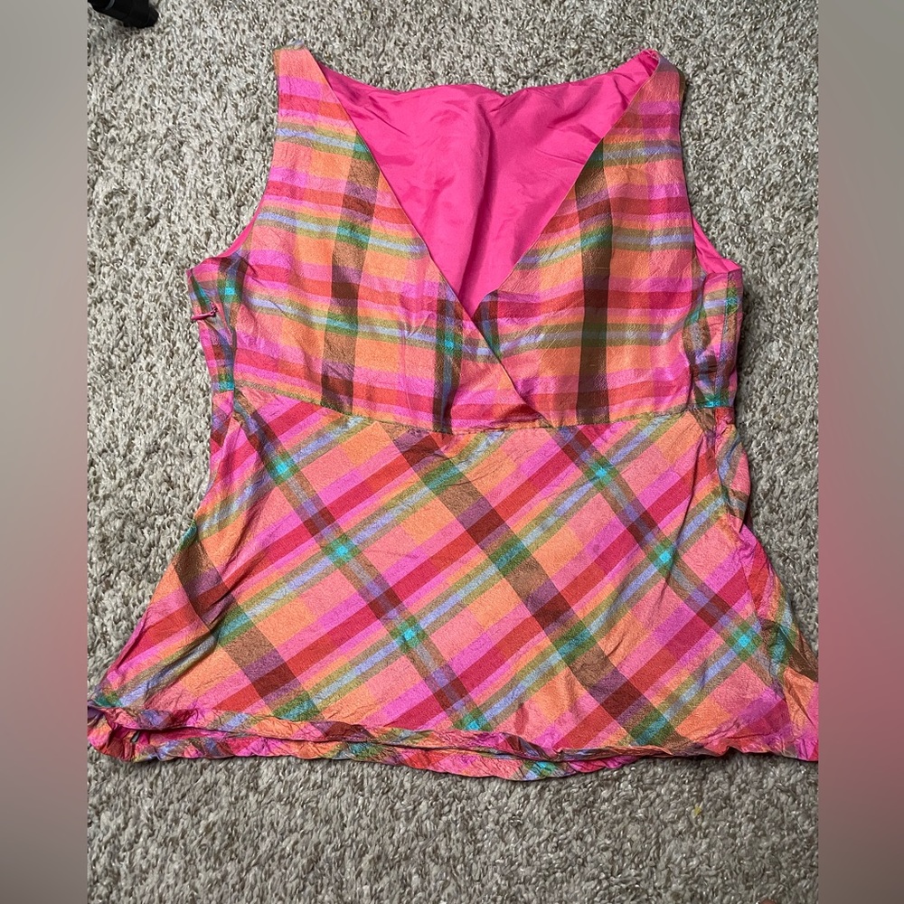 Isaac Mizrahi Plaid Sleeveless Top Small